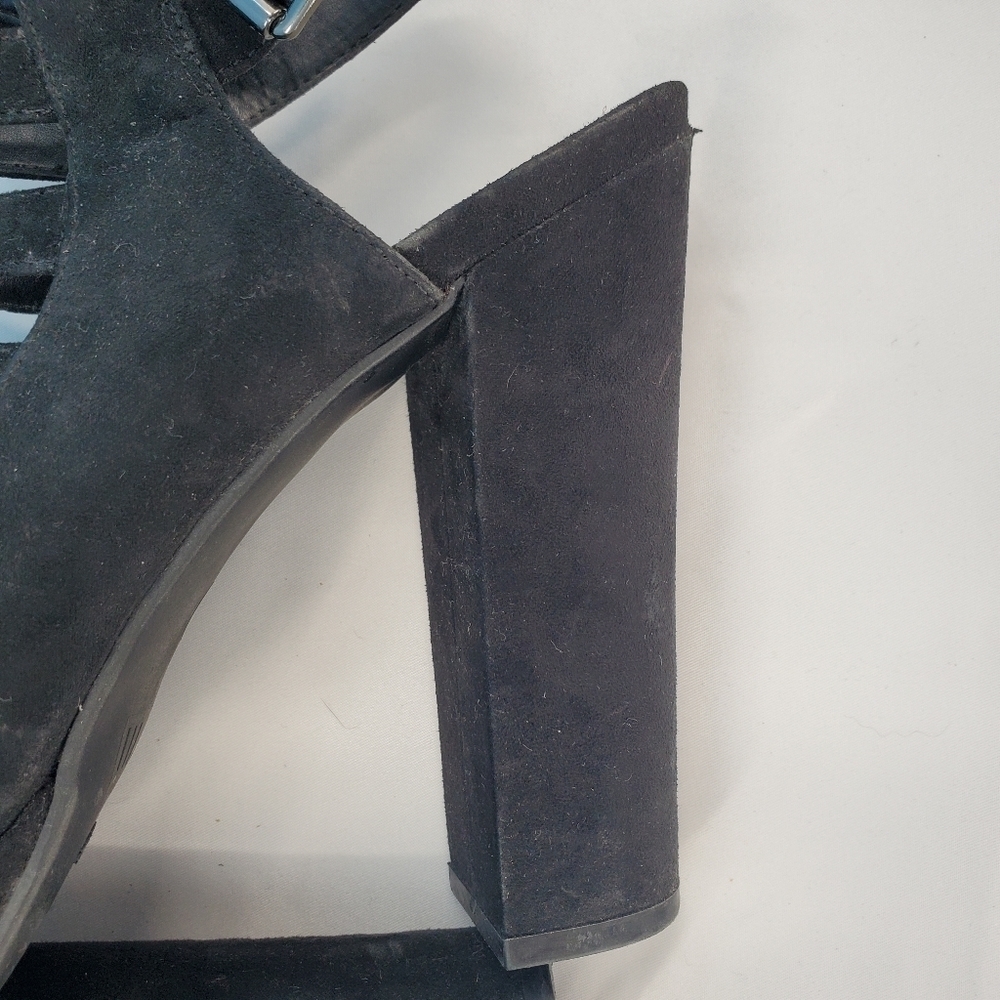 Bar III black velvet open toe platform heels 9 - Picture 6 of 12